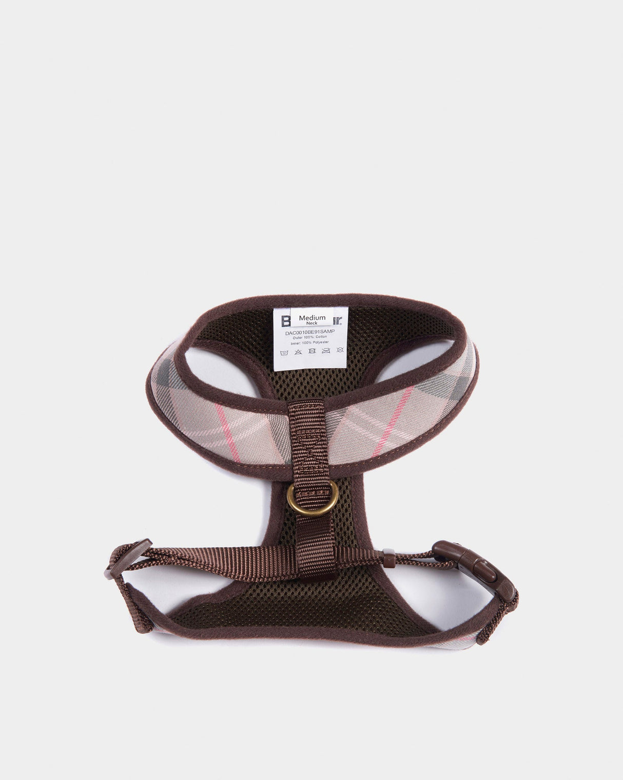 Taupe & Pink Tartan Cushioned Dog Harness