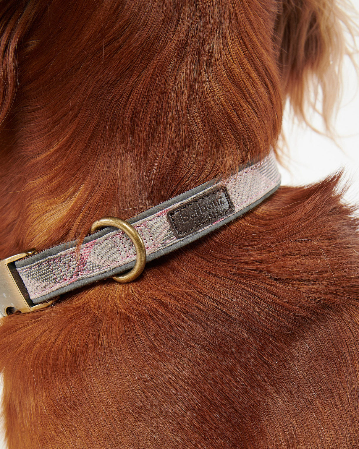 Pink Tartan & Taupe Barbour Reflective Dog Collar