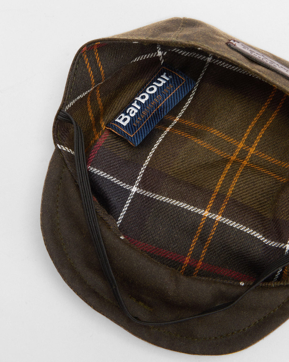 Olive Barbour Waxed Cotton Dog Flat Cap