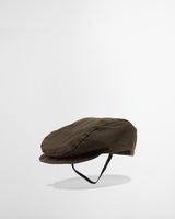 Olive Barbour Waxed Cotton Dog Flat Cap