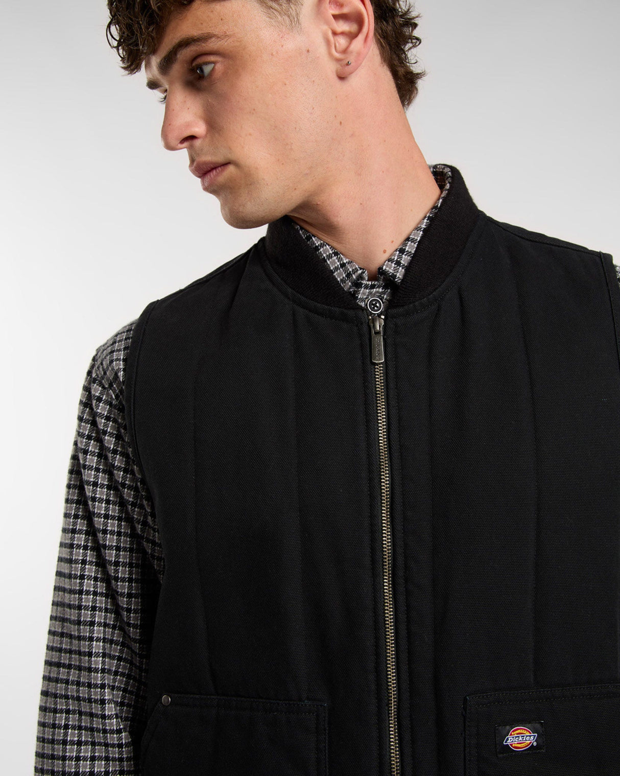 Black Quilted Canvas Vest