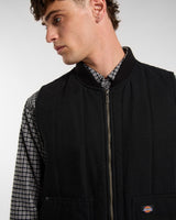 Black Quilted Canvas Vest