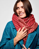 Bramble Houndstooth Wide Donegal Tweed Scarf