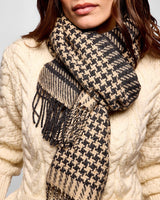 Charcoal Houndstooth Wide Donegal Tweed Scarf