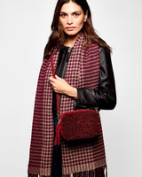 Maple Houndstooth Wide Donegal Tweed Scarf
