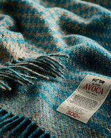 Turquoise Houndstooth Wide Donegal Tweed Scarf