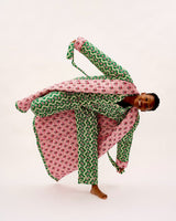 Green Wave & Pink Tulip Quilted Cotton Dressing Gown