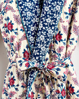 Orange Rose & Mini Floral Navy Quilted Cotton Dressing Gown