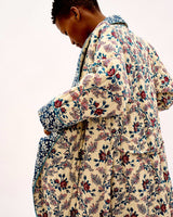 Orange Rose & Mini Floral Navy Quilted Cotton Dressing Gown