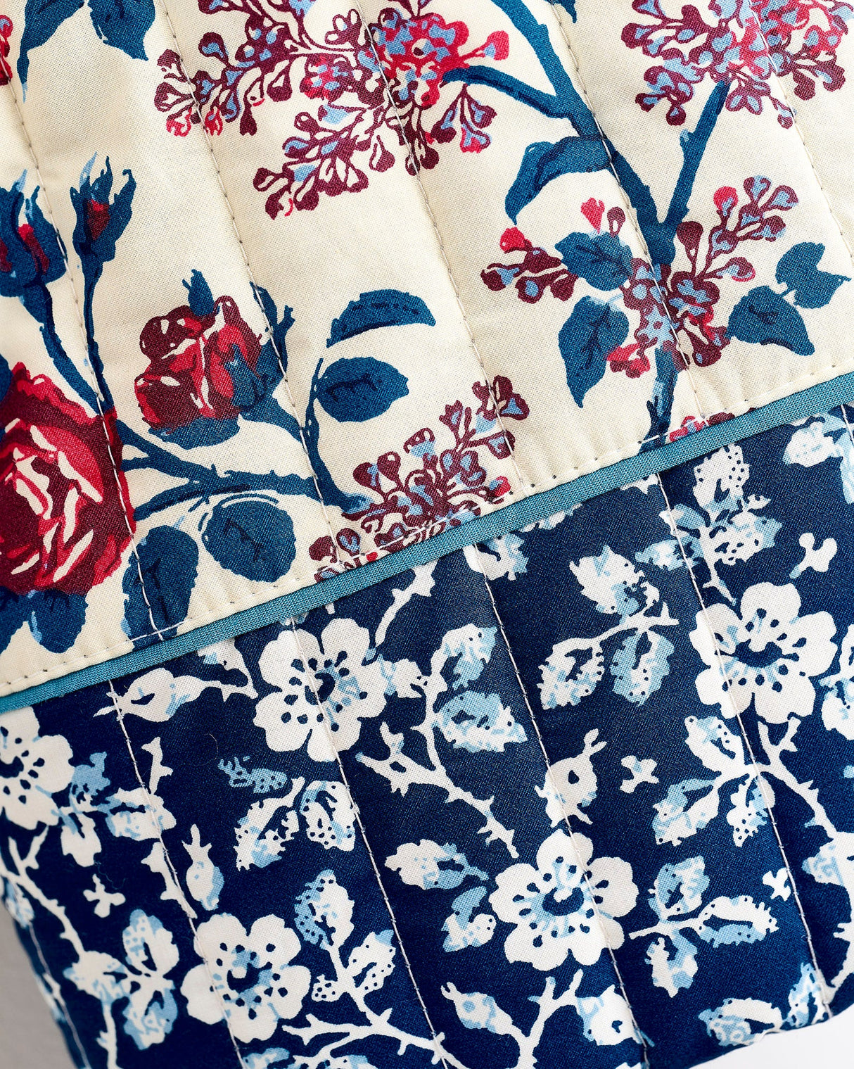 Orange Rose & Mini Floral Navy Quilted Cotton Dressing Gown