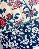 Orange Rose & Mini Floral Navy Quilted Cotton Dressing Gown