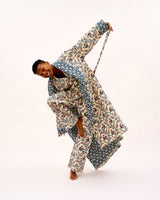 Orange Rose & Mini Floral Navy Quilted Cotton Dressing Gown