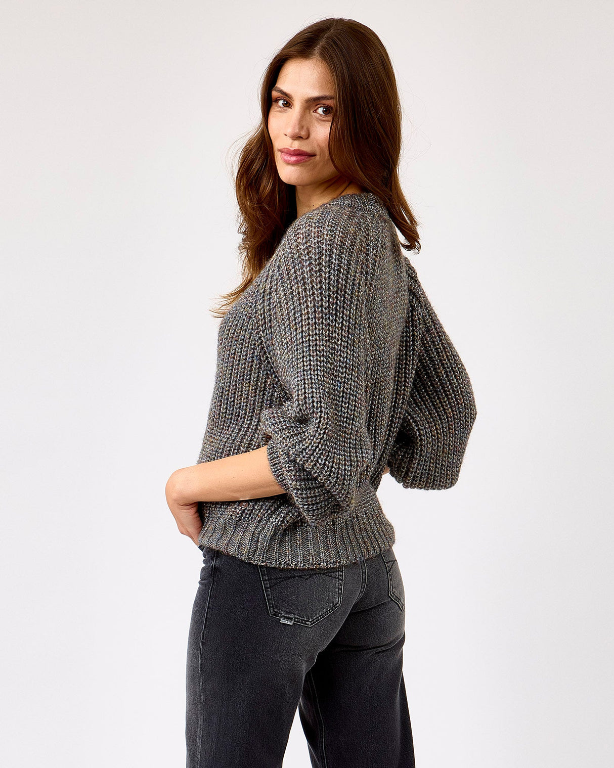 Grey Shadow Eda Ribbed Knit Jumper