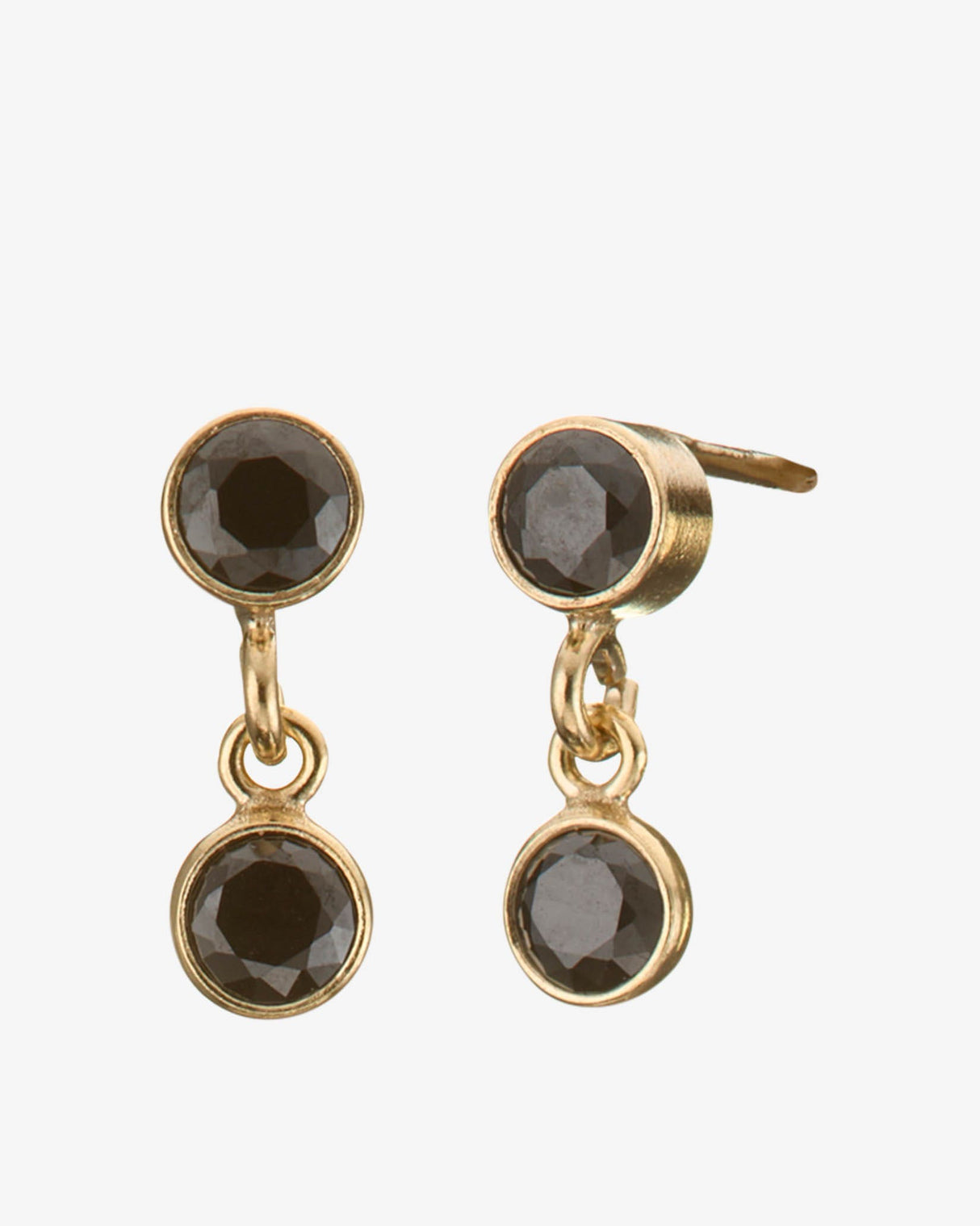 Gold-Filled-Black-Stud-Drop-Earrings