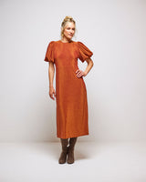 Burnt Orange Olympe Volume Sleeve Dress