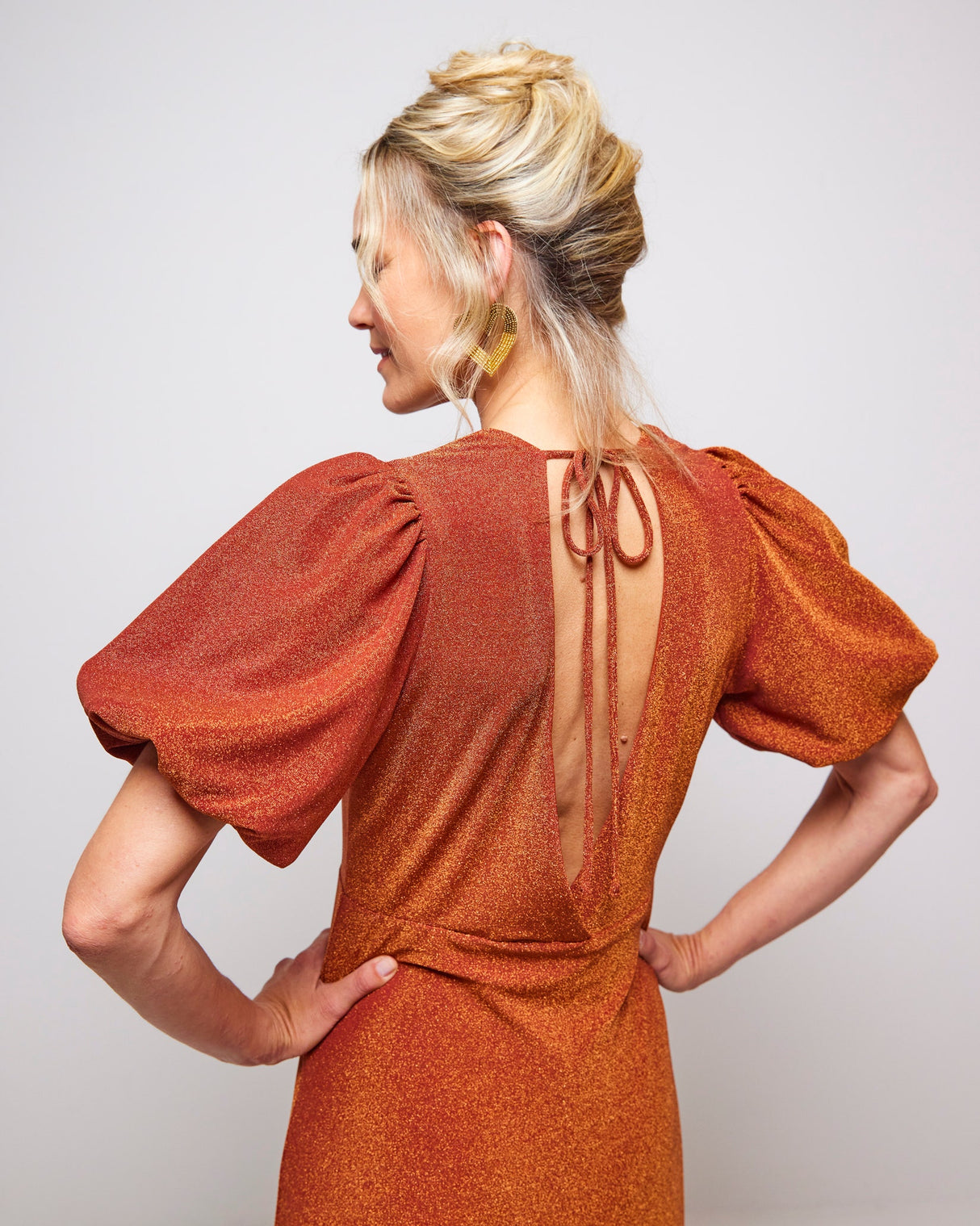Burnt Orange Olympe Volume Sleeve Dress