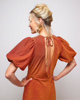 Burnt Orange Olympe Volume Sleeve Dress