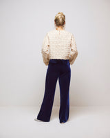 Bleu Marine Terry Velvet Wide Leg Pants