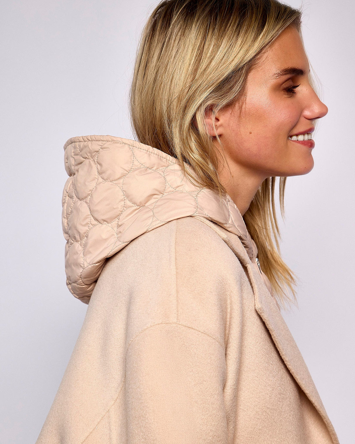 Light Desert Femia Wool Coat & Detachable Bodywarmer