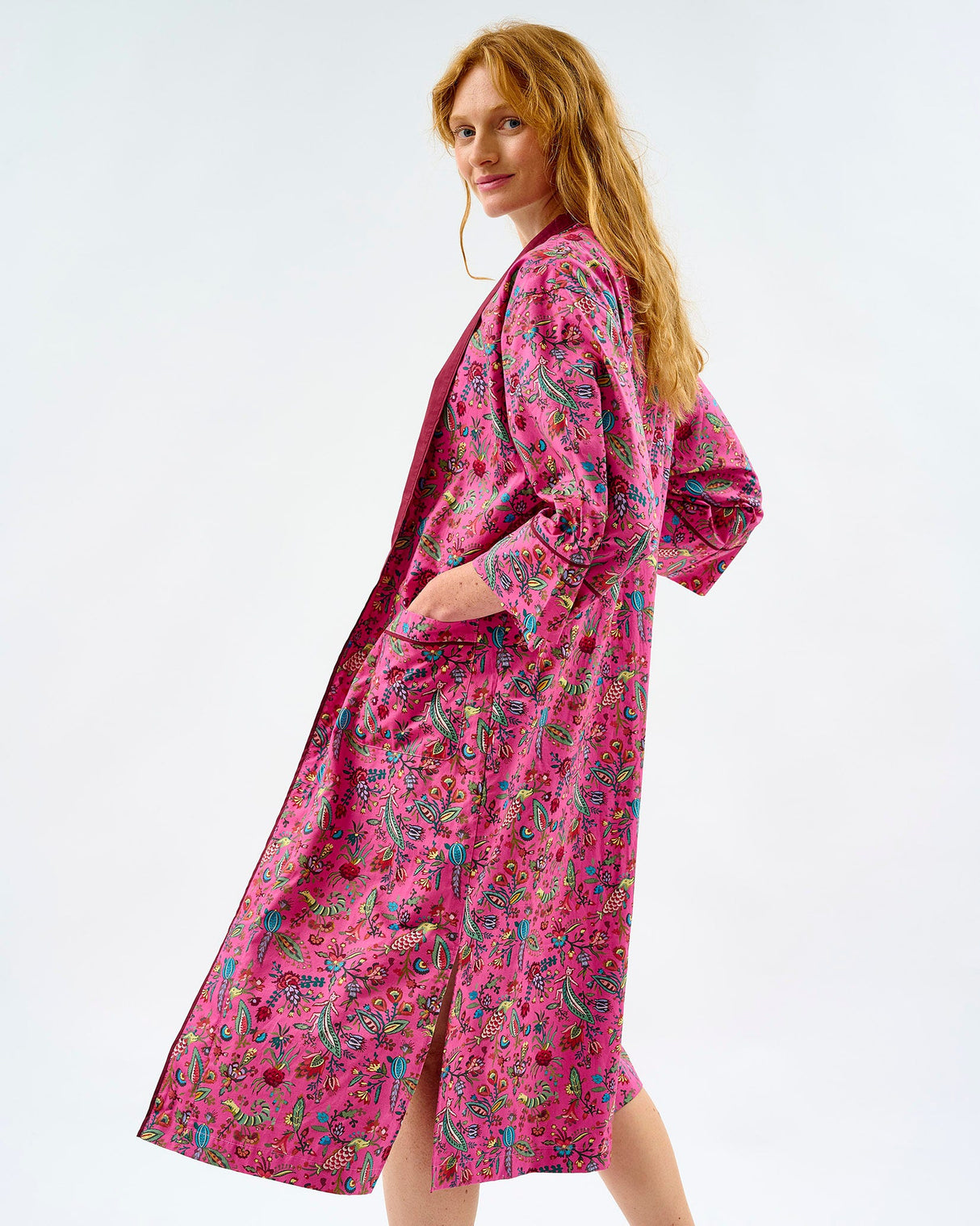 Fuchsia Forest Friends Cotton Kimono