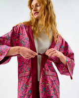 Fuchsia Forest Friends Cotton Kimono