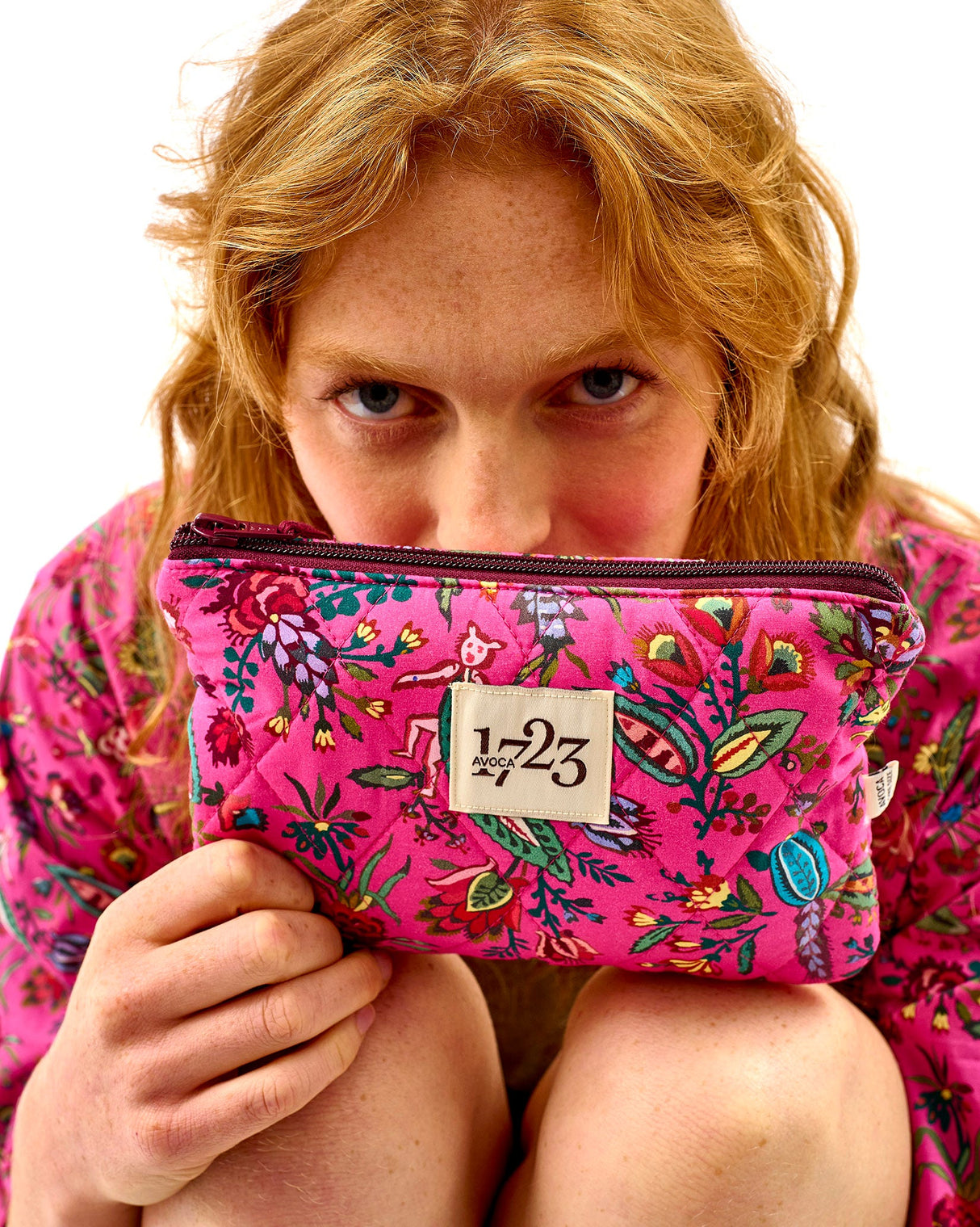 Fuchsia-Forest-Friends-Quilted-Cotton-Cosmetic-Pouch