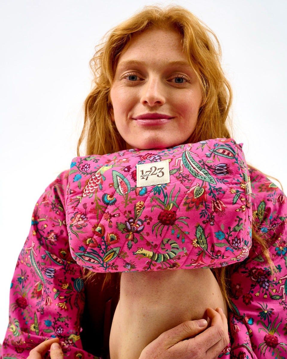 Fuchsia-Forest-Friends-Quilted-Cotton-Make-Up-Bag
