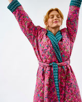 Fuchsia-Forest-Teal-Stripes-Quilted-Cotton-Dressing-Gown