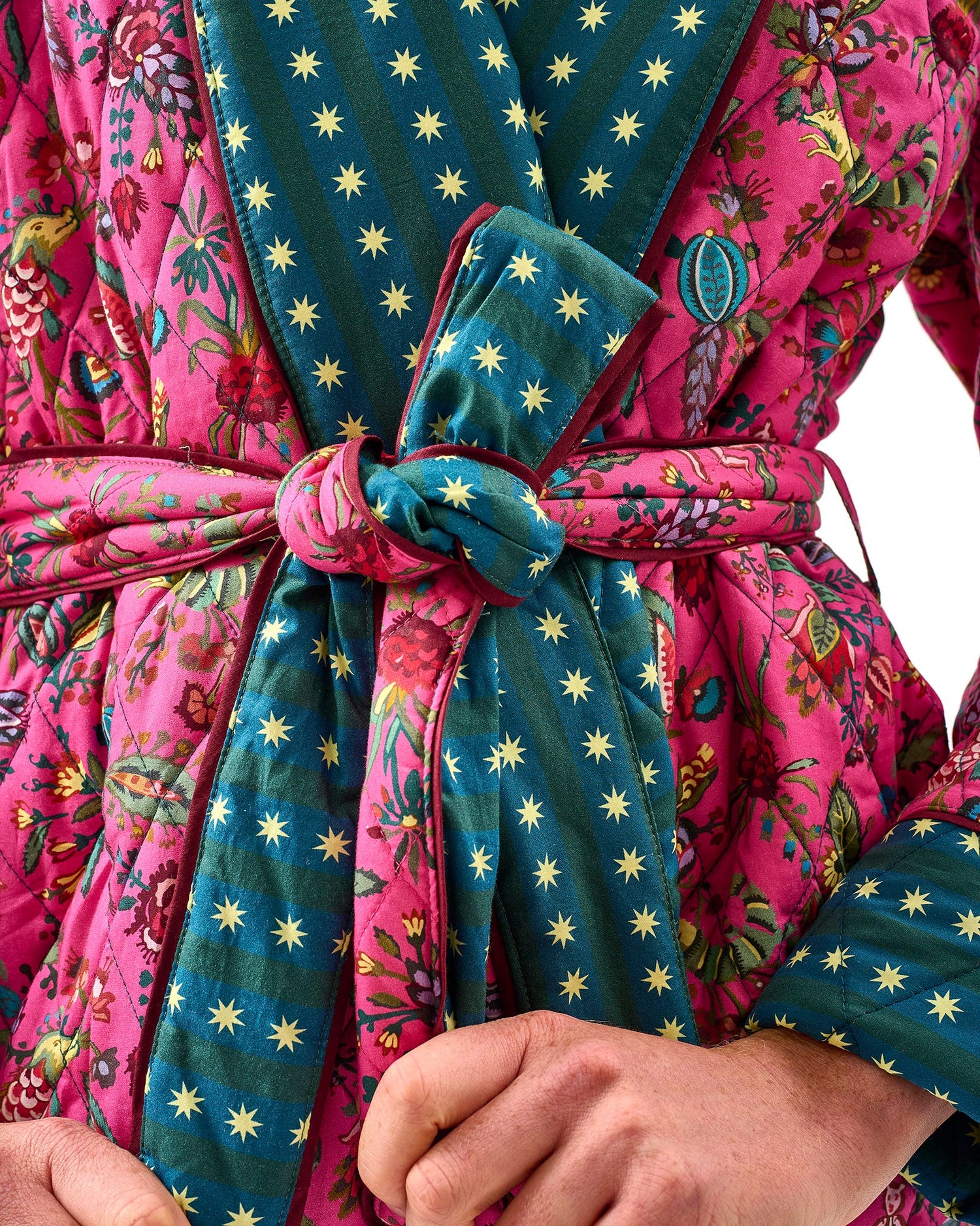 cotton quilted dressing gown Quilted Dressing Gown/ Robe Hand Block Printed on Organic Cotton