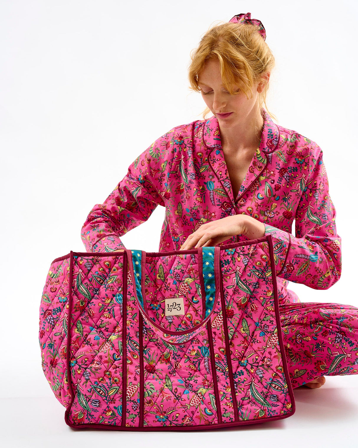Fuchsia-Forest-Friends-Quilted-Cotton-Tote-Bag