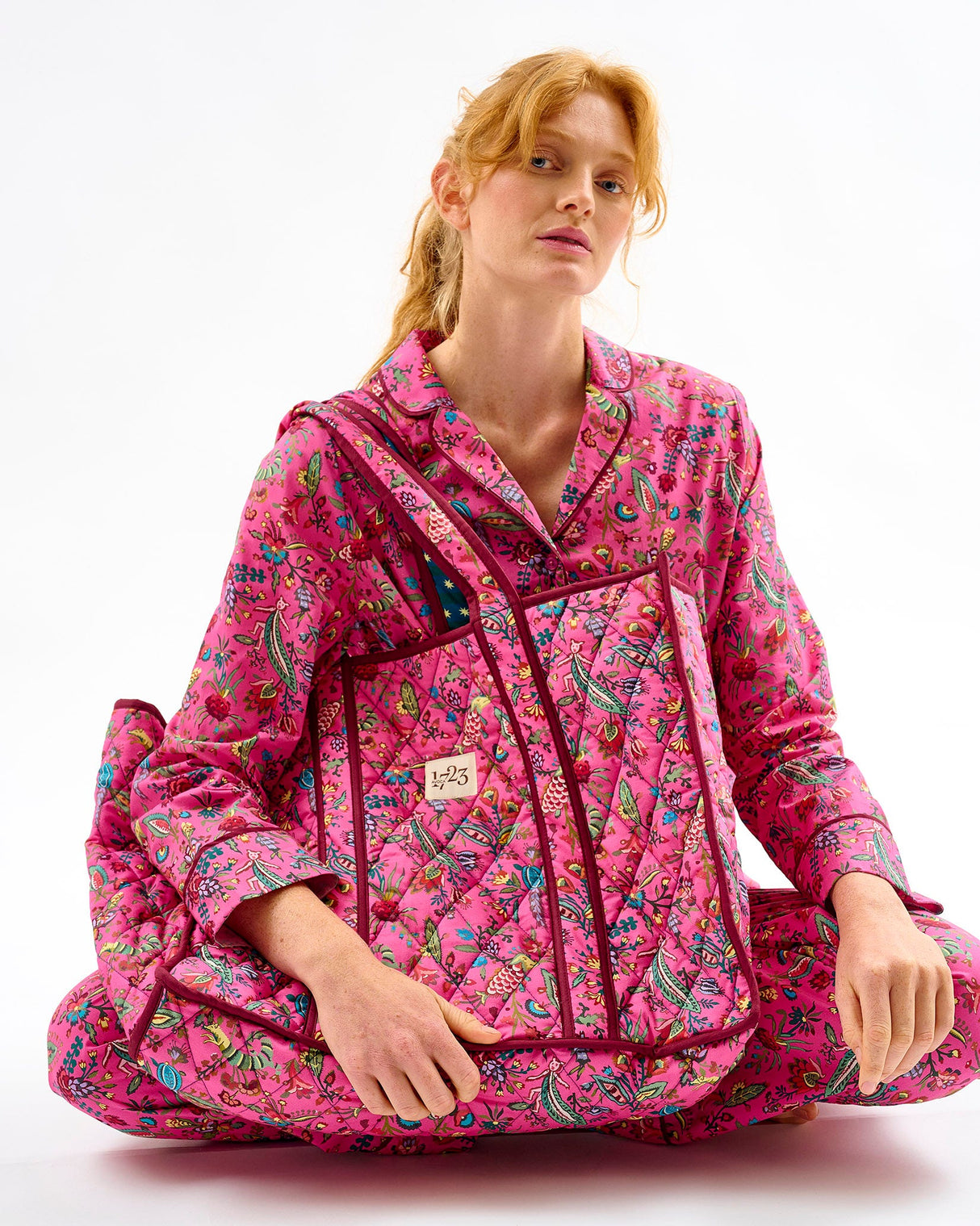 Fuchsia Forest Friends Quilted Cotton Tote Bag