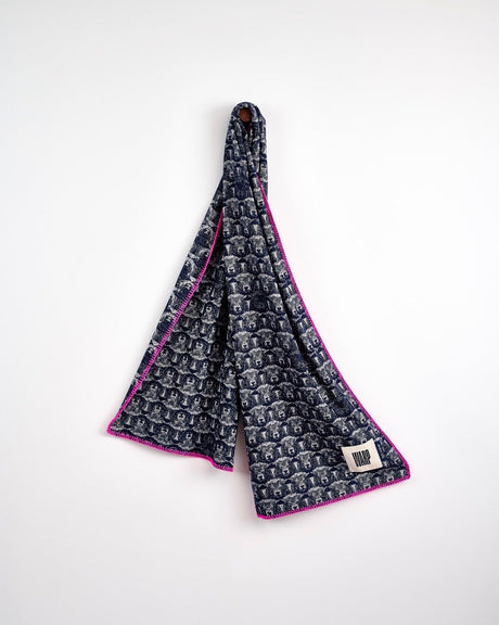 Navy Flock 303 Jacquard Merino Scarf