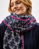 Navy Flock 303 Jacquard Merino Scarf