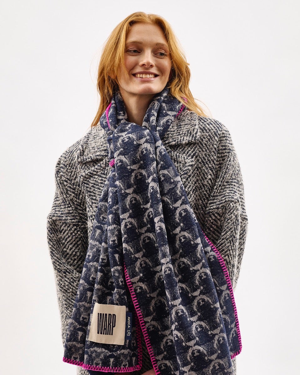 Navy Flock 303 Jacquard Merino Scarf