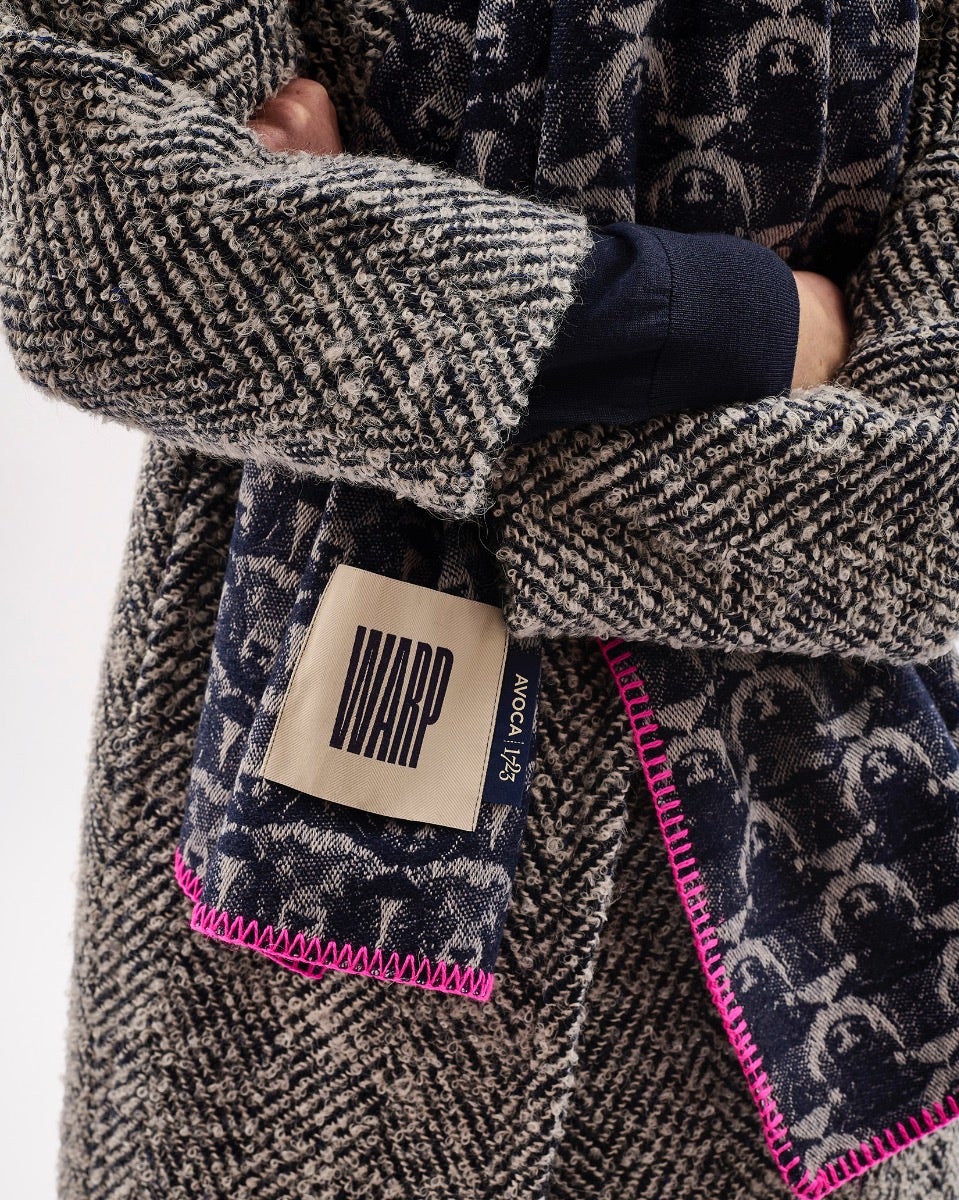 Navy Flock 303 Jacquard Merino Scarf