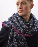 Navy Flock 303 Jacquard Merino Scarf