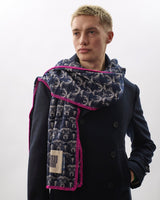 Navy Flock 303 Jacquard Merino Scarf