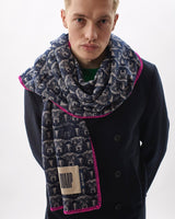 Navy Flock 303 Jacquard Merino Scarf