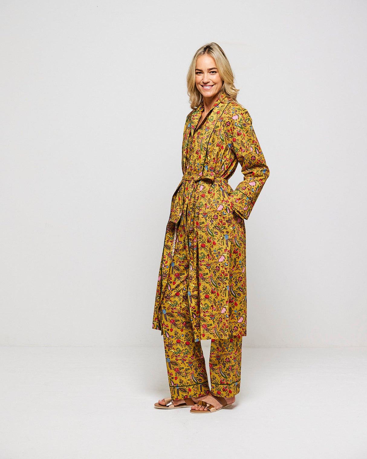 Ochre Forest Friends Cotton Dressing Gown