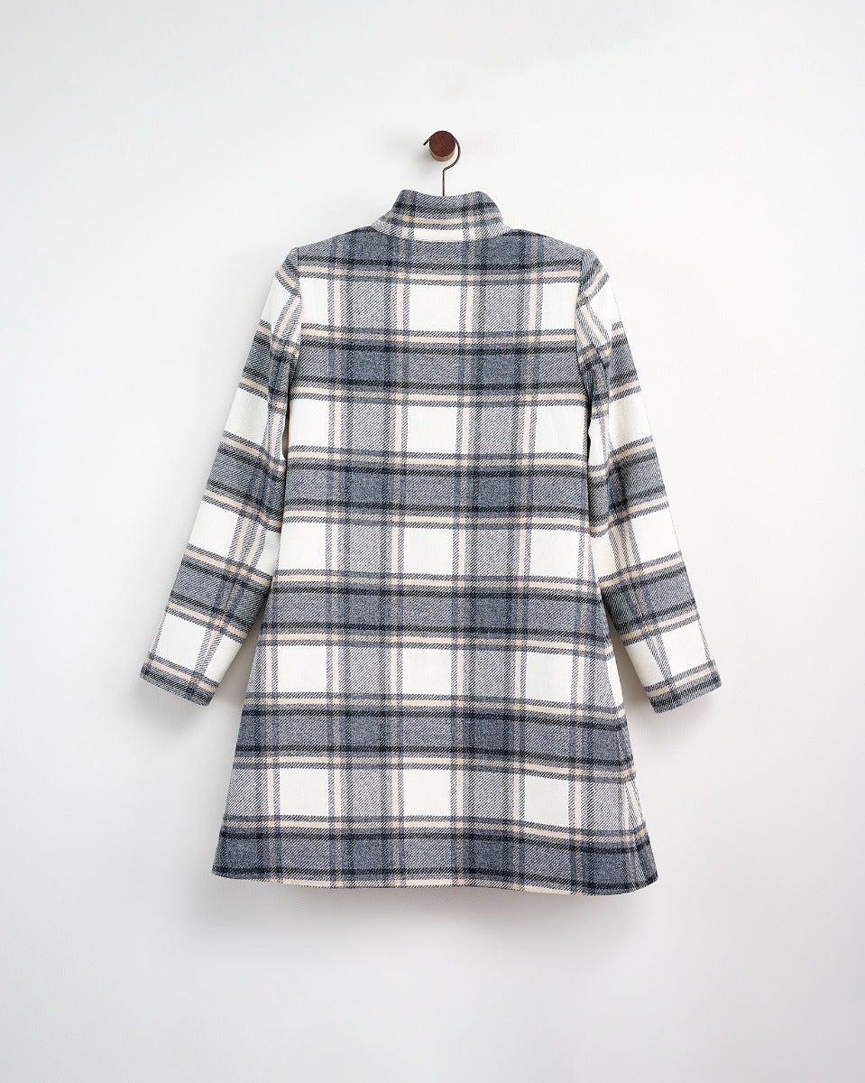 Neutral Forest Check Lambswool Coat