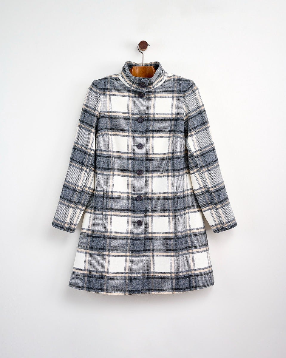 Neutral Forest Check Lambswool Coat