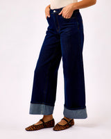 Midnight Blue Suki Wide Leg Cuffed Jeans