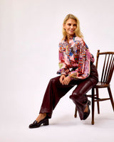 Bordeaux Michaux Faux Leather Wide Leg Trouser