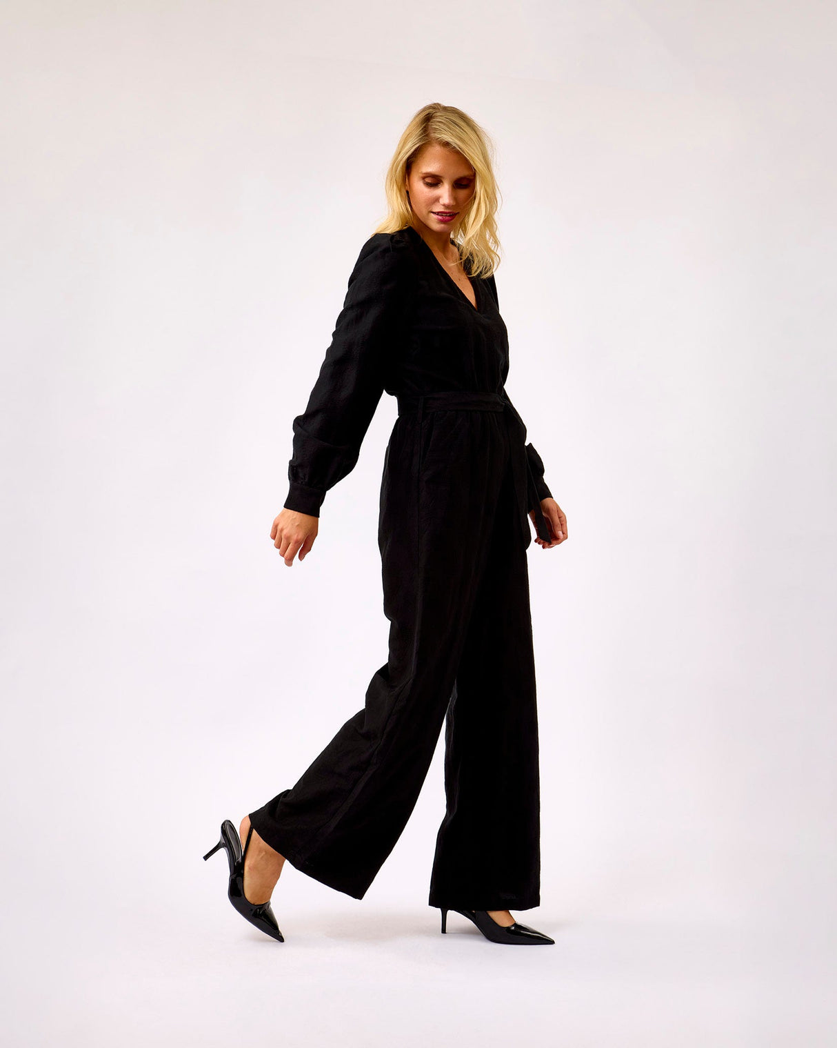 Black-Cardanome-V-Neck-Belted-Jumpsuit