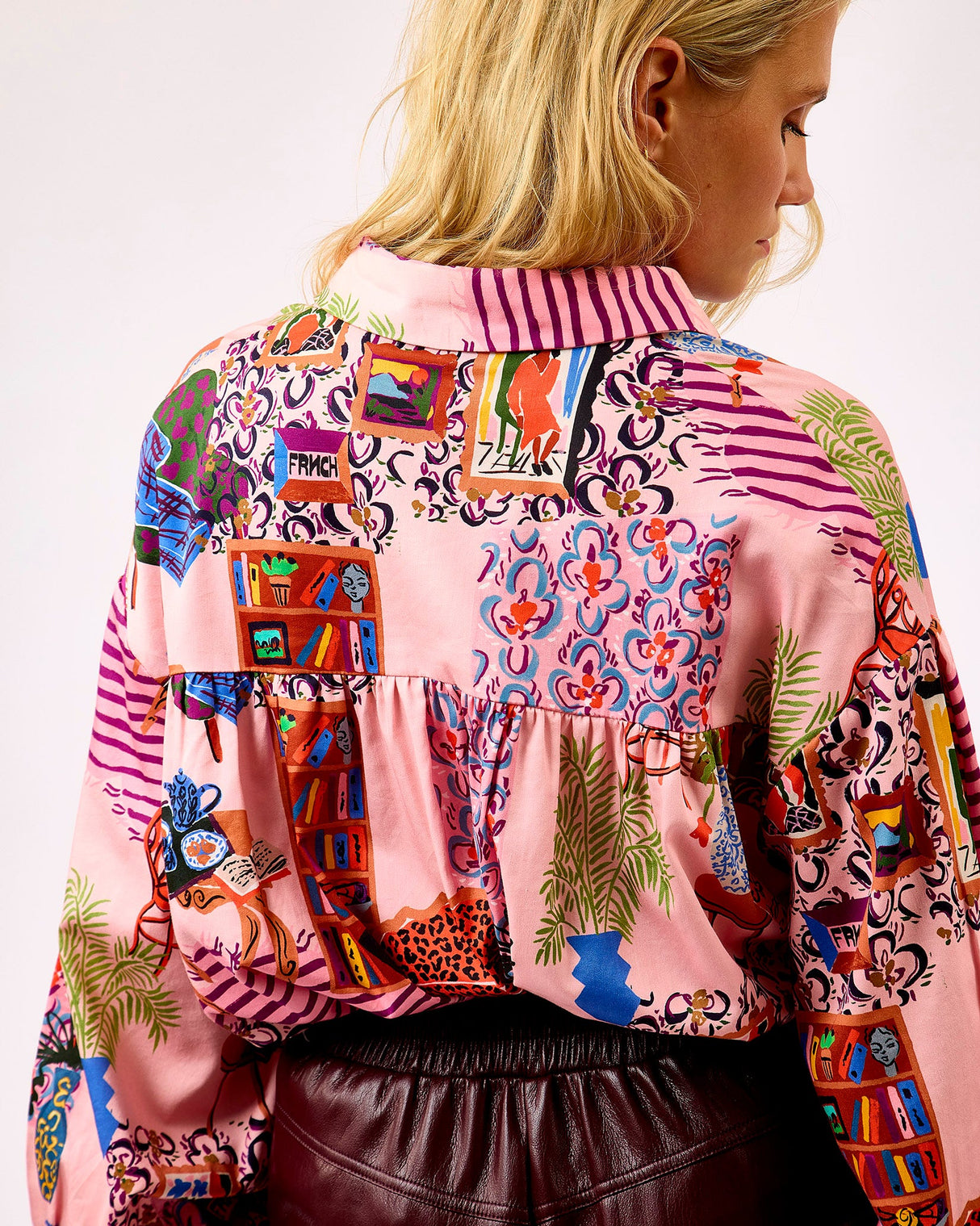 Rose Gerbera Illustrated Print Shirt