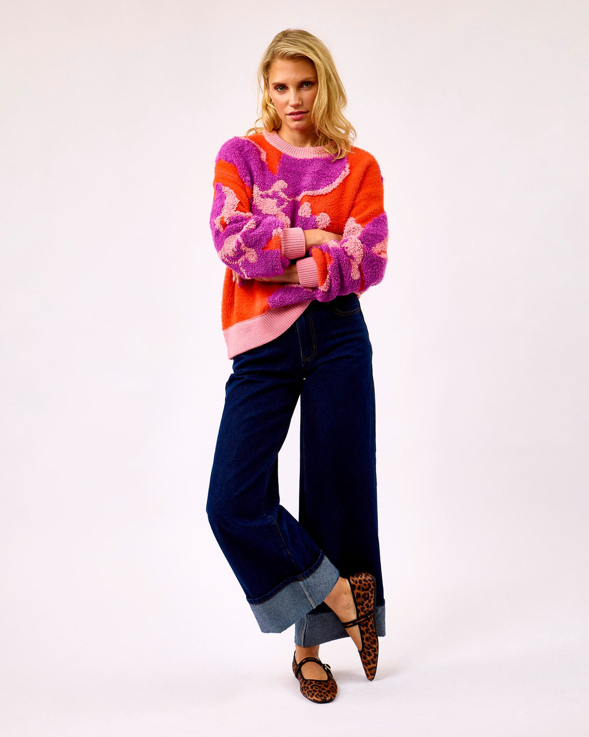 Orange & Pink Ayme Floral Knit Jumper