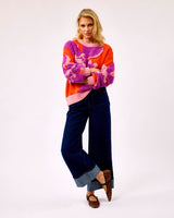 Orange & Pink Ayme Floral Knit Jumper