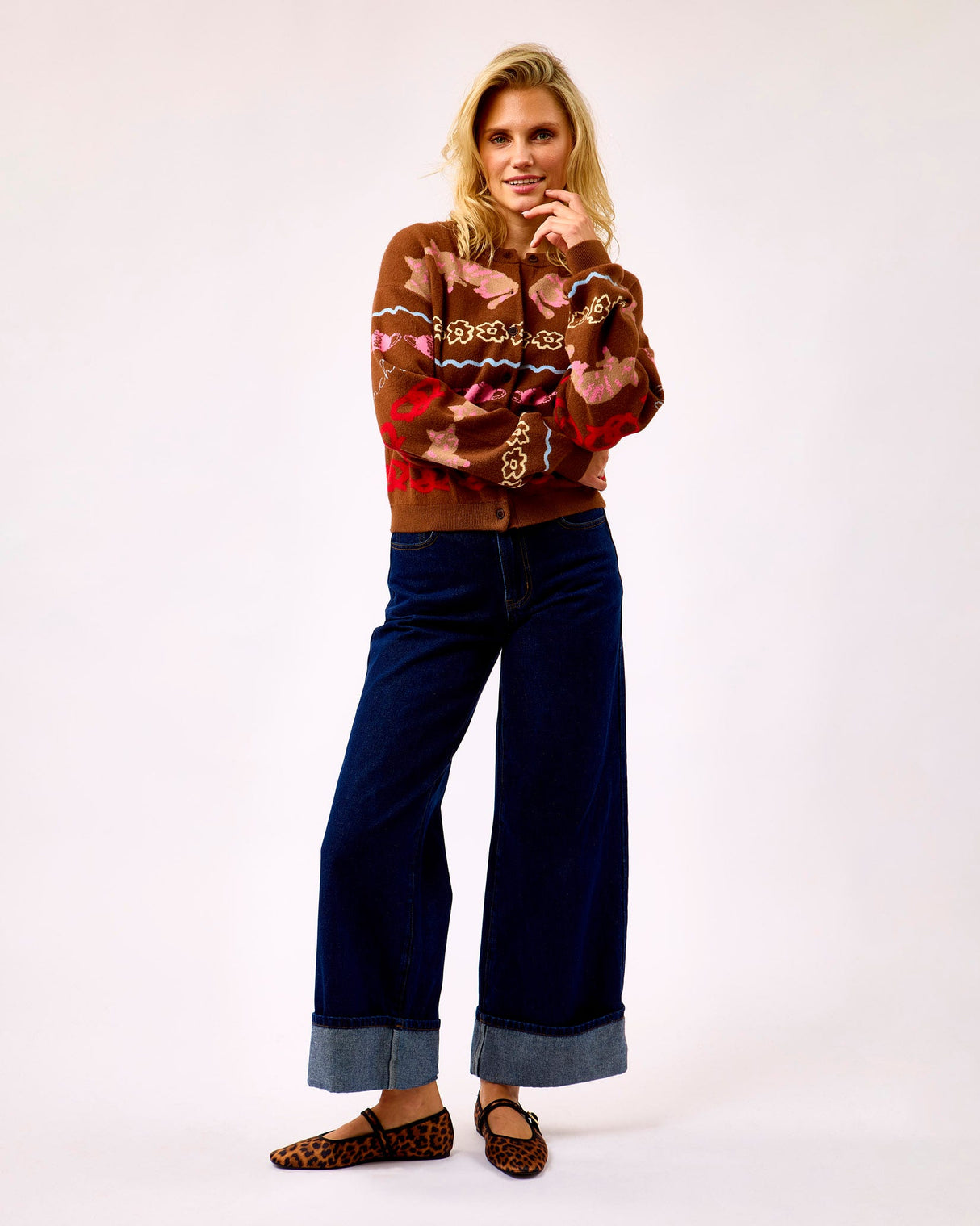 Brown Abyssin Knit Cropped Cardigan