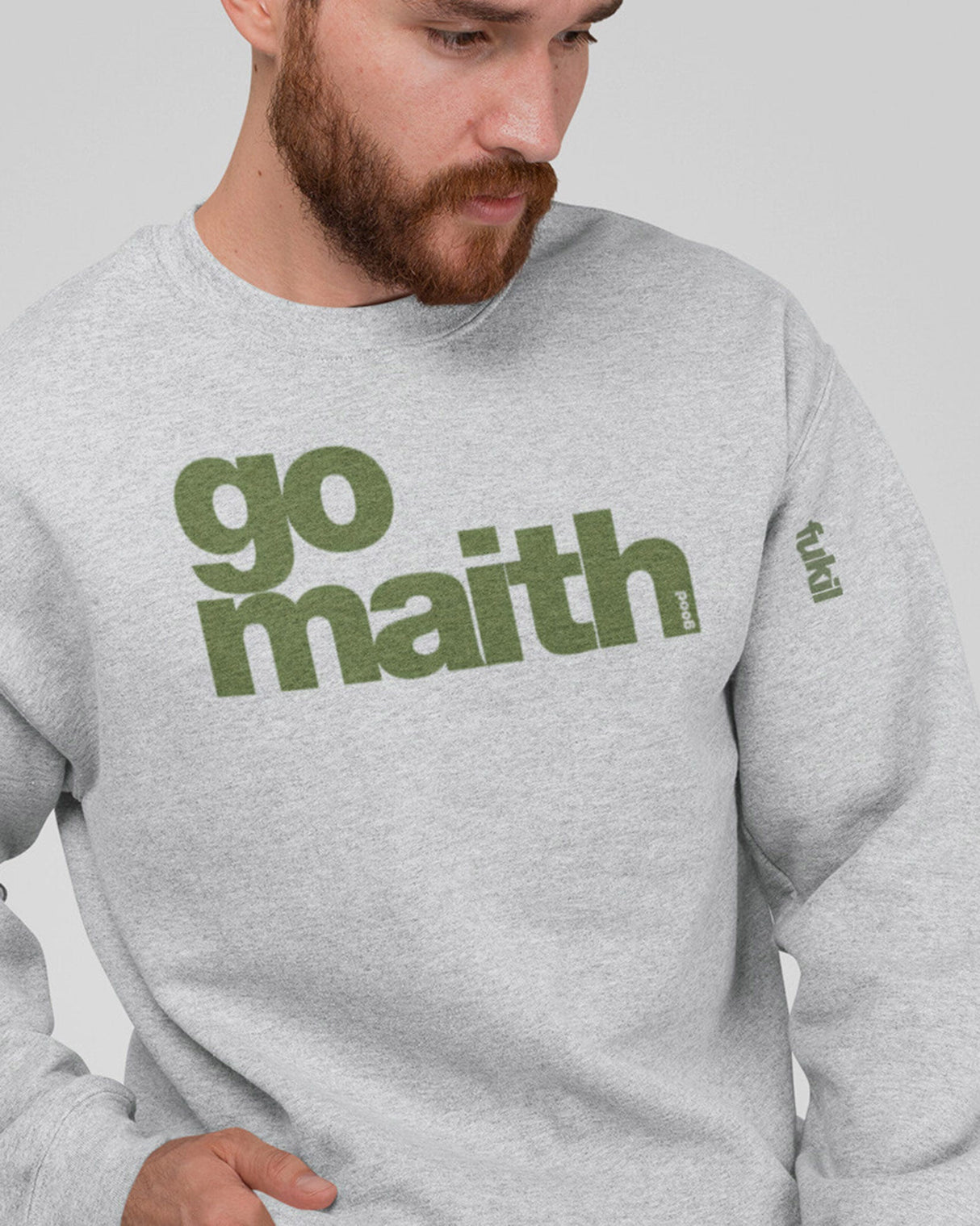 Heather-Grey-Olive-'Go-Maith'-Sweatshirt