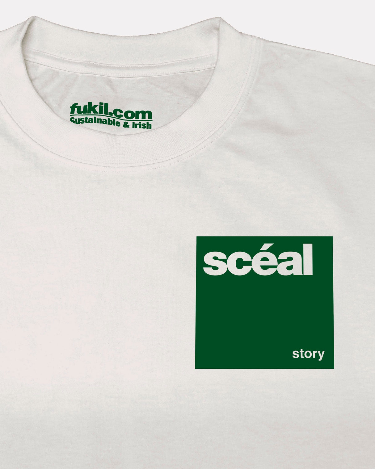 White-Green-'Scéal'-Bosca-T-Shirt